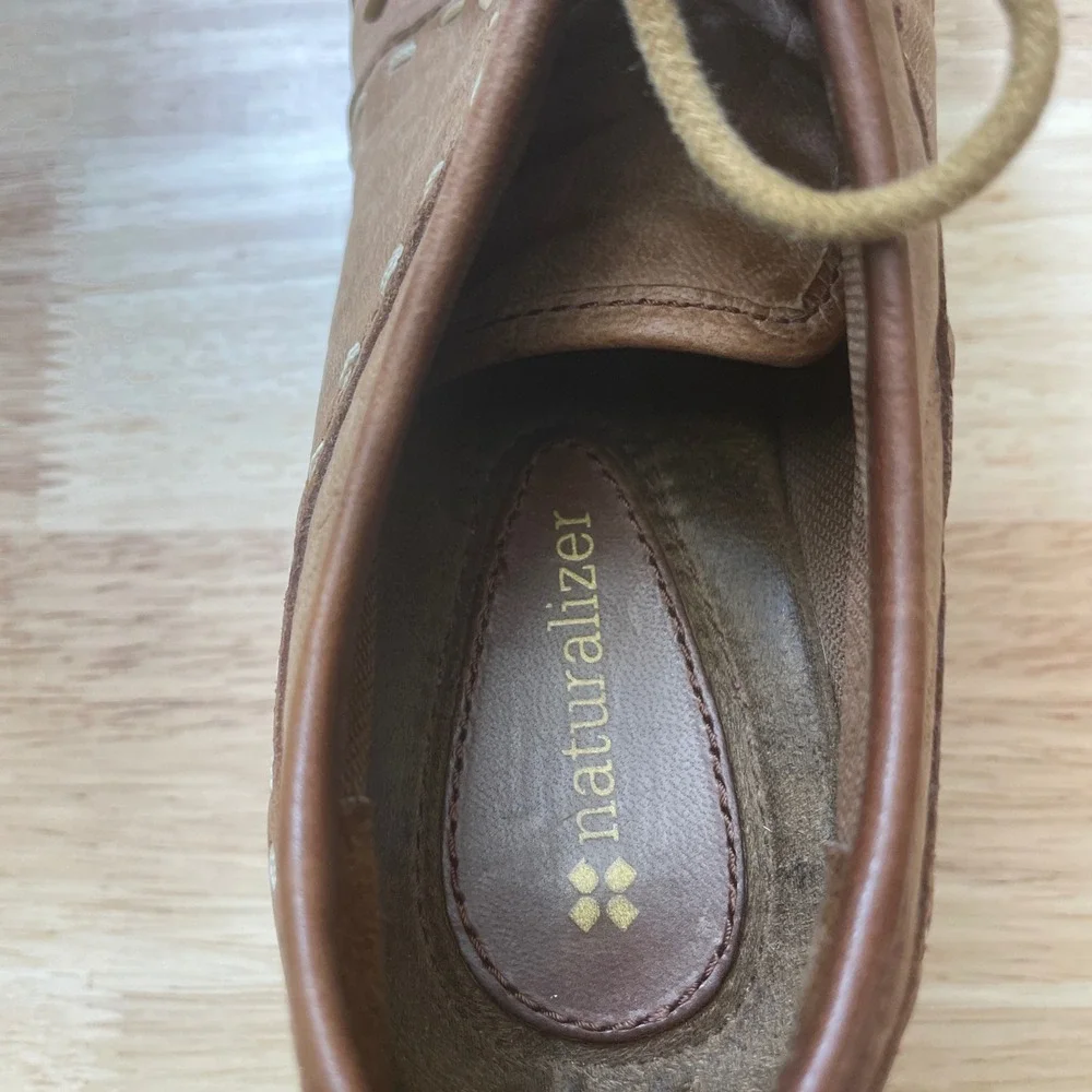 Naturalizer Dolan Wedge Lace Up‎ Oxford Shoes Brown Leather Women Size 7.5